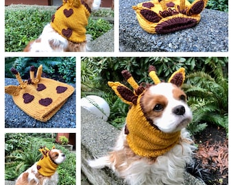 Snood girafe Cavalier Snood Snood Cocker anglais Toy Snood Snood Protège-oreilles Dog Snood Snood Tricoté à la main