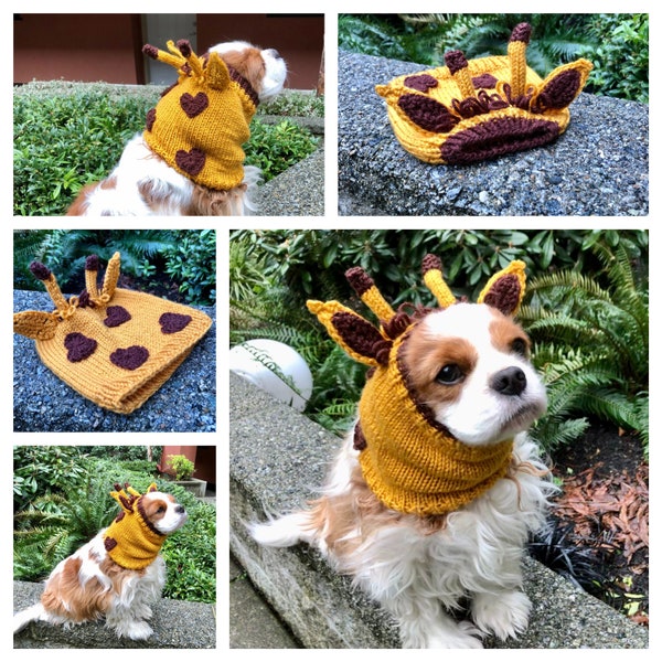 Giraffe Snood Cavalier Spaniel Snood Cocker English Toy Spaniel Snood Ear Protectors Dog Snood Ear Snood Hand Knit