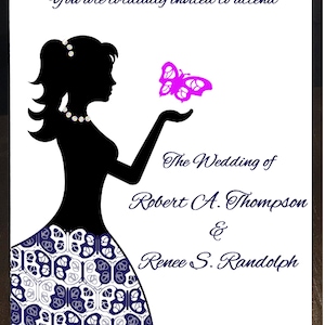 Bride Silhouette With Butterfly, Wedding Invitations, Bridal Shower Invitations, Wedding Shower Invitations