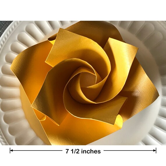 Large Card Stock Paper Origami Rose Flower Table Etsy