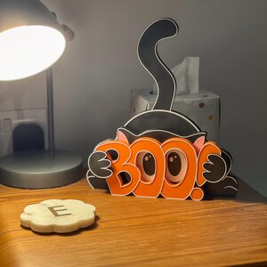 Letrero de gato espeluznante de dibujos animados: decoración divertida para interiores y exteriores para amantes de los gatos / Decoración del hogar linda y duradera