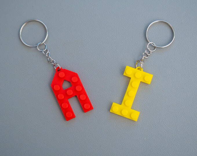 Personalized Building Block Keychain: Handmade Initial Keyring - Etsy