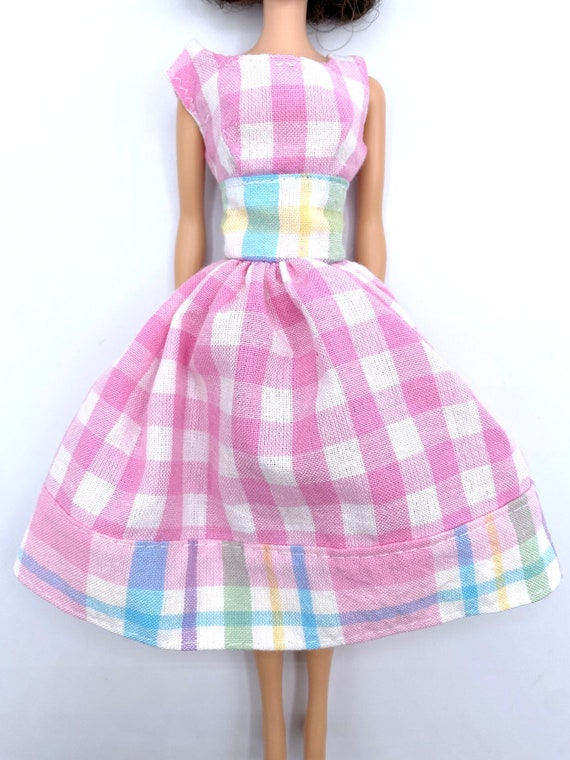 barbie plaid pink dress A Leading Role x Mattel Barbie Pink Gingham Premium Adult Dress Up