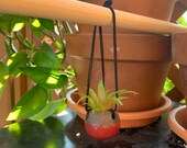 Little tiny handmade ceramic hanging planter miniature pottery small car rear view mirror plant