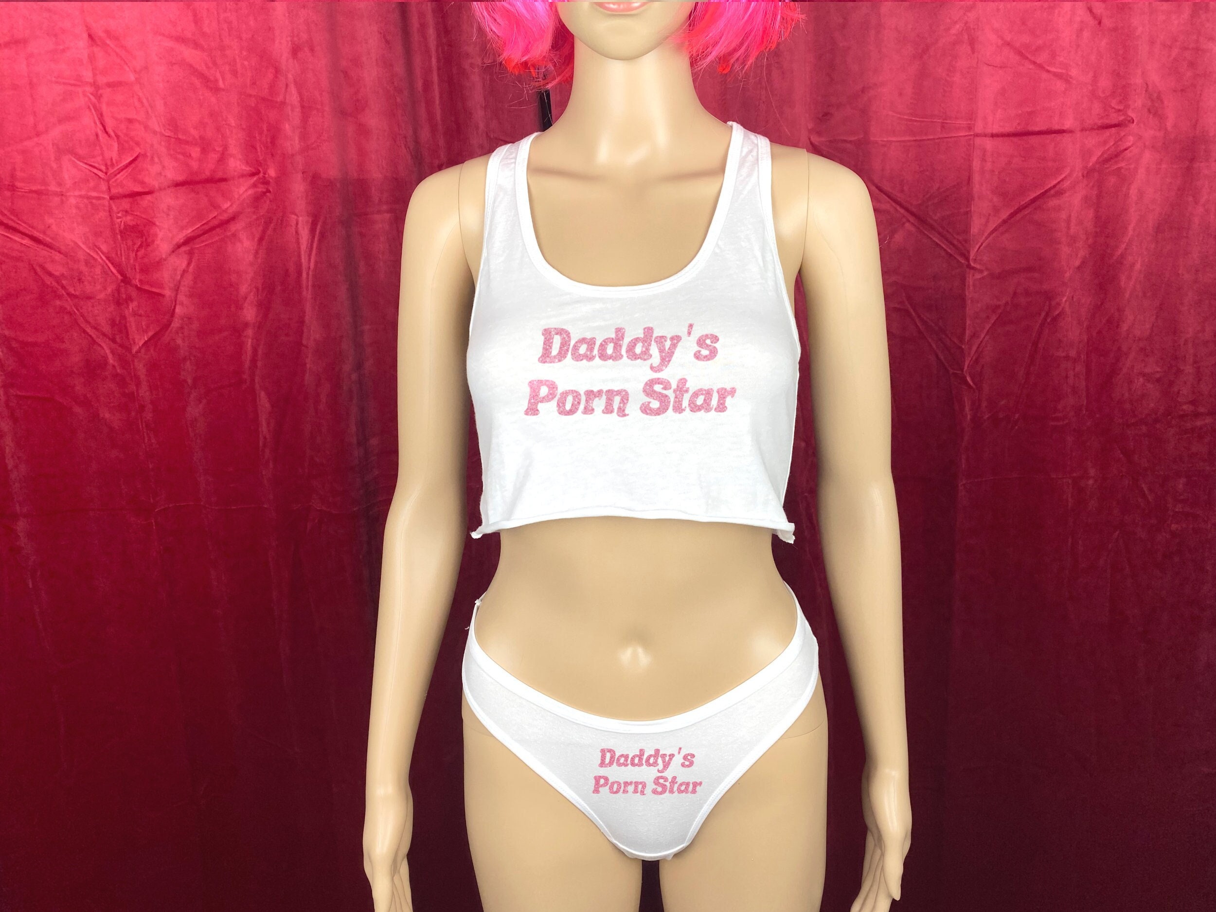 Daddys Pornstar Glitter Lingerie Set DDLG Submissive Clothing Bimbo Shirt  Kink Panties Yes Daddy Dom Clothes Slut Kawaii Outfit -  Canada
