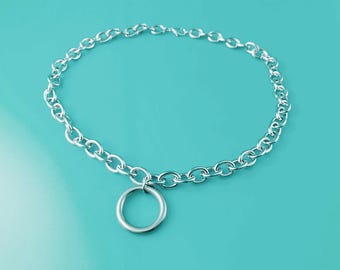 Day Collar Ring Choker Charm Necklace Stainless Steel Jewelry
