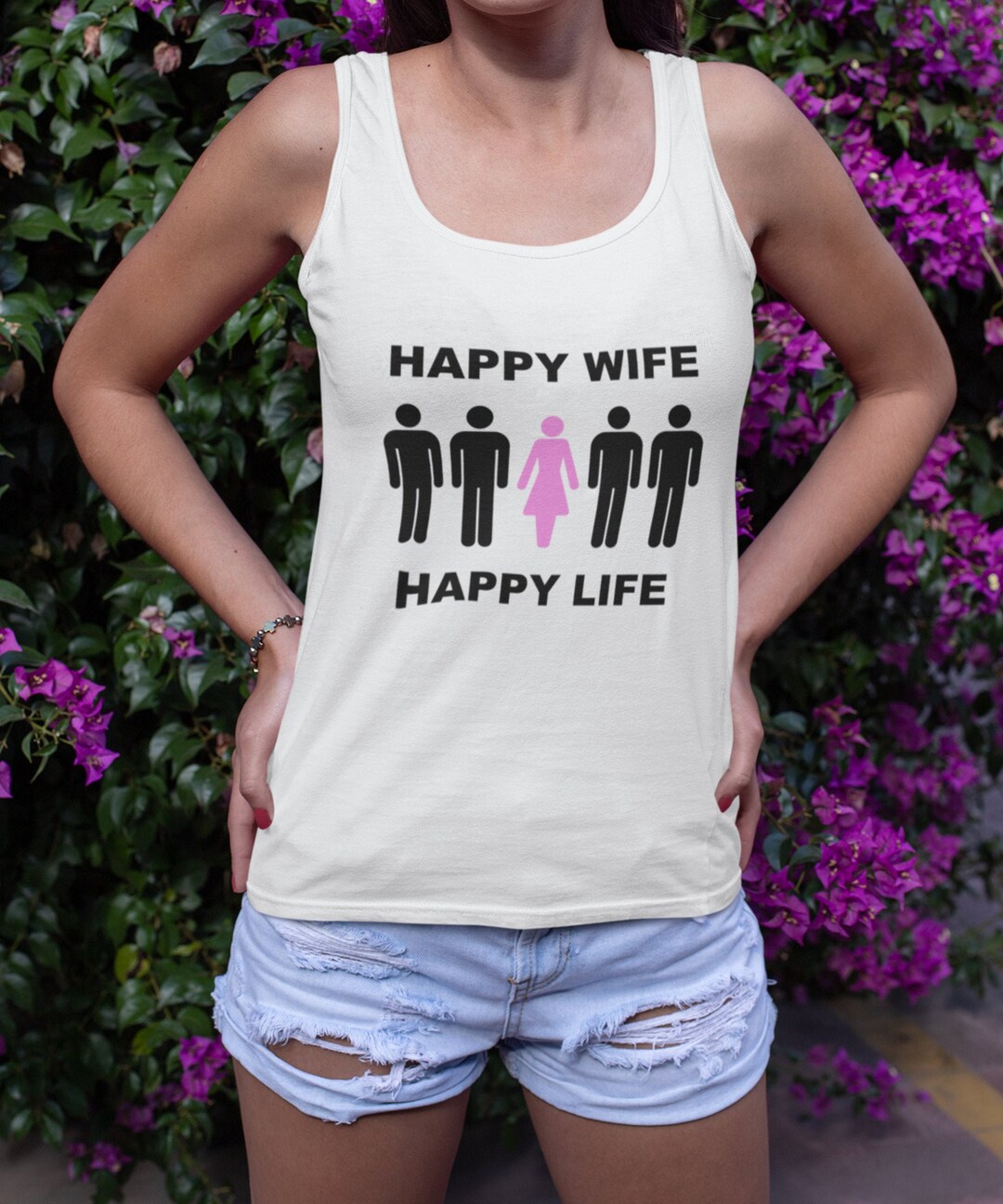 Hotwife Clothing Gangbang Shirt Tank Top Happy Wife Happy picture