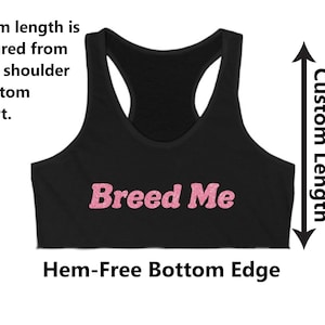 Breed Me Glitter Underboob Shirt Custom Length Crop Top Slutty Clothing