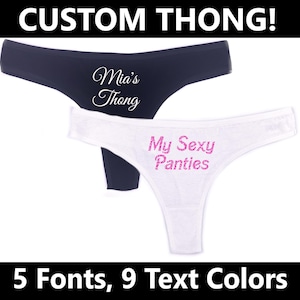 Custom Glitter Thong Pink Personalized Text Valentine Anniversary Underwear