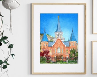 HLT Provo City Center Temple, Stipple Zeichnung, HLT Kunst, digitaler Download Druck