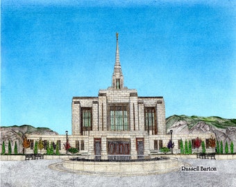 Ogden Temple Stipple Kunstdruck: LDS Taufgeschenk (Digitaler Download)