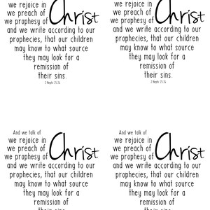 LDS Printable Christmas Card, Book of Mormon Scripture Cards, We Talk of Christ, Ministering ...