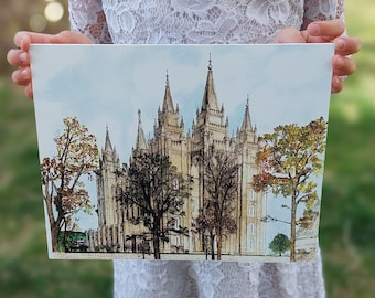 LDS Salt Lake Tempel Stippelzeichnung
