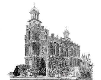 LDS Logan Temple Stippelzeichnung