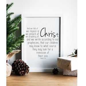 SUD imprimible, Tarjetas de las Escrituras del Libro de Mormón, Hablamos de Cristo, Regalo de Navidad ministerial, Arte de pared sud imprimible, signo sud