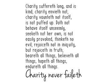 Charity Never Faileth druckbare Kunst: Bibel-Vers (PDF-Download)