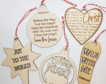 5 Christliche Holzornamente | Christliches Weihnachtsnachbargeschenk