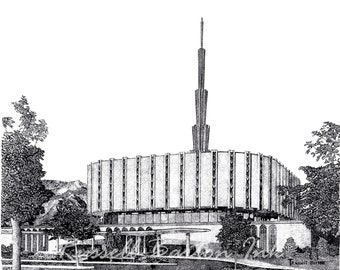 Ogden Temple Stipple Zeichnung: LDS Kunstdruck (Digitaler Download)