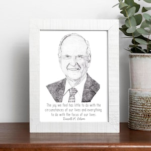 Russell M Nelson Stipple Drawing, The Joy We Feel, 8x10, 11x14, 16x20 digital downloads