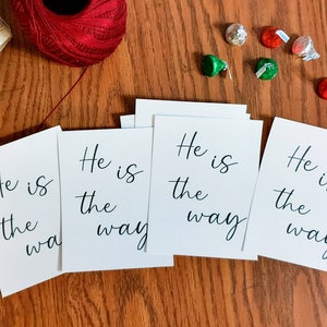 Versículos de la Biblia, Él es el camino, Regalo del vecino, Tarjetas de Navidad imprimibles, Regalo ministerial, Tarjeta de Navidad SUD, Signo de la Biblia, Tarjetas a granel