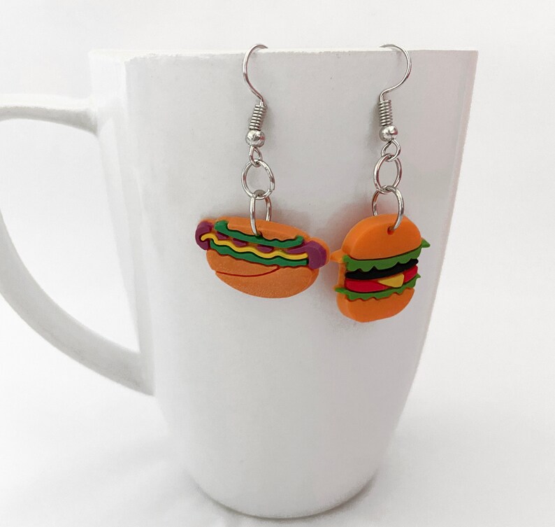 Burger and Hot Dog Earrings