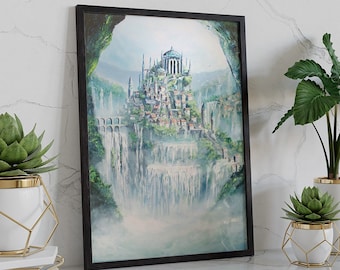 Wasserschloss / Sorcery Contested Realm - Kunstdruk op canvas, ingelijste poster, Fantasy Art Wall Decor