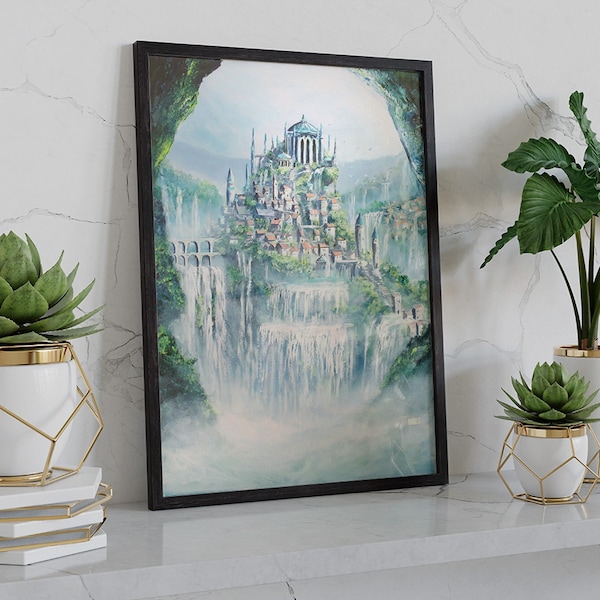 Wasserschloss / Sorcery Contested Realm - Art Print on Canvas, framed Poster, Fantasy Art Wall Decor