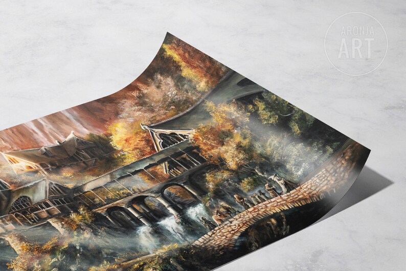 The Breaking of the Fellowship-kunstprint – handgeschilderde epische fantasymuurkunst Poster