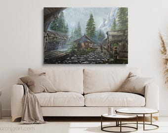 Flusswald - Kunst Druck auf Leinwand, Poster, Bilderrahmen für Skyrim Fans