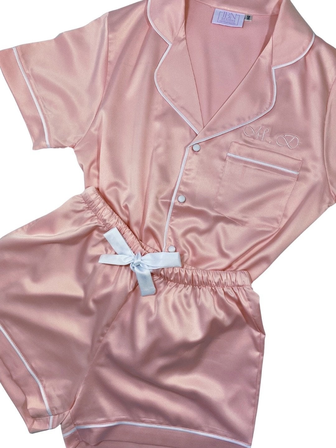 Baby Pink Satin Personalised Pyjama Set Silk Custom Soft - Etsy Denmark