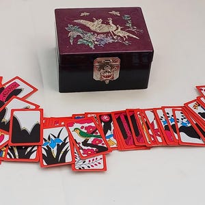 Exquisito joyero de nácar y tarjeta de juego Hwatu Najeonchilgi Craft 13-3