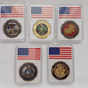 US Military Commemorative Coin Set - 5 Coins with Display Case