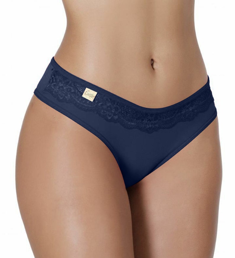 Delicate Quality Microfiber Tanga Panties Made In Brazil. Tanga Camila. Blue
