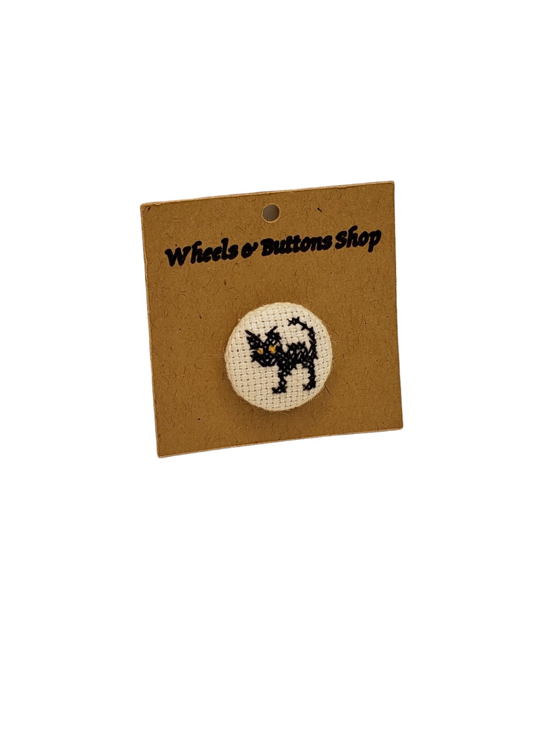 Cross Stitch Black Cat Button Metal Loop Shank Etsy