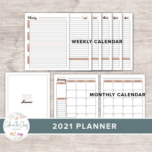 Planificador 2021 - Planificador Mensual Semanal Diario Imprimible - Diseño Sofisticado - Planificador Organizador Familiar - Tamaños Carta, A4 y A5 - Descargar