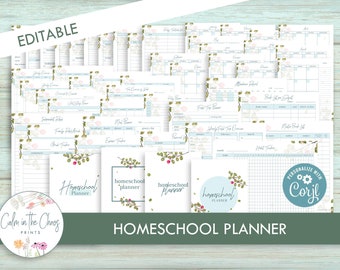 Homeschool Planner Bundle - Editable and Printable Home School Teacher Planner - Charlotte Mason Style Organization - Instant Download