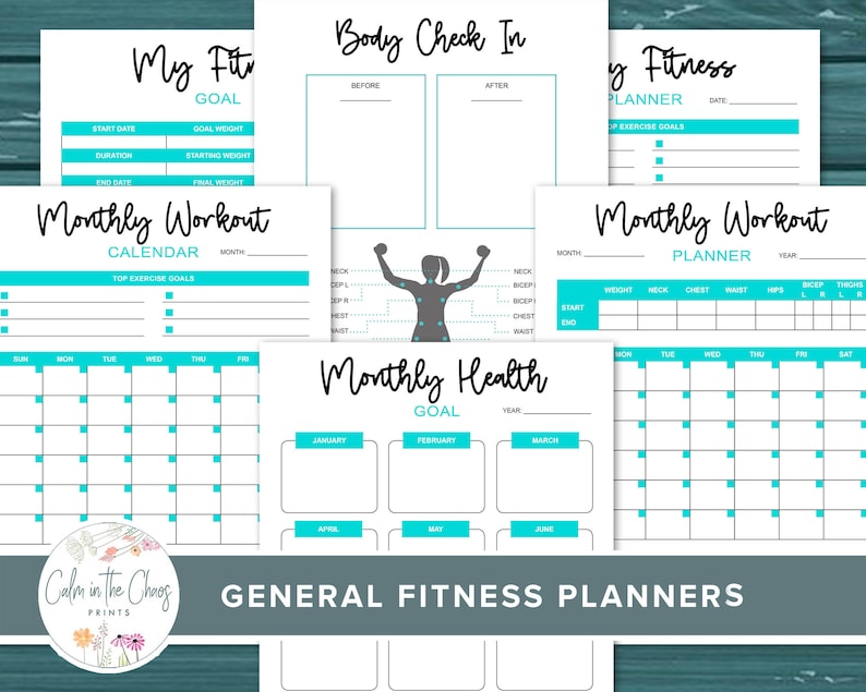 Fitness Planner Printable Bundle Basic Fitness Planner Daily, Weekly