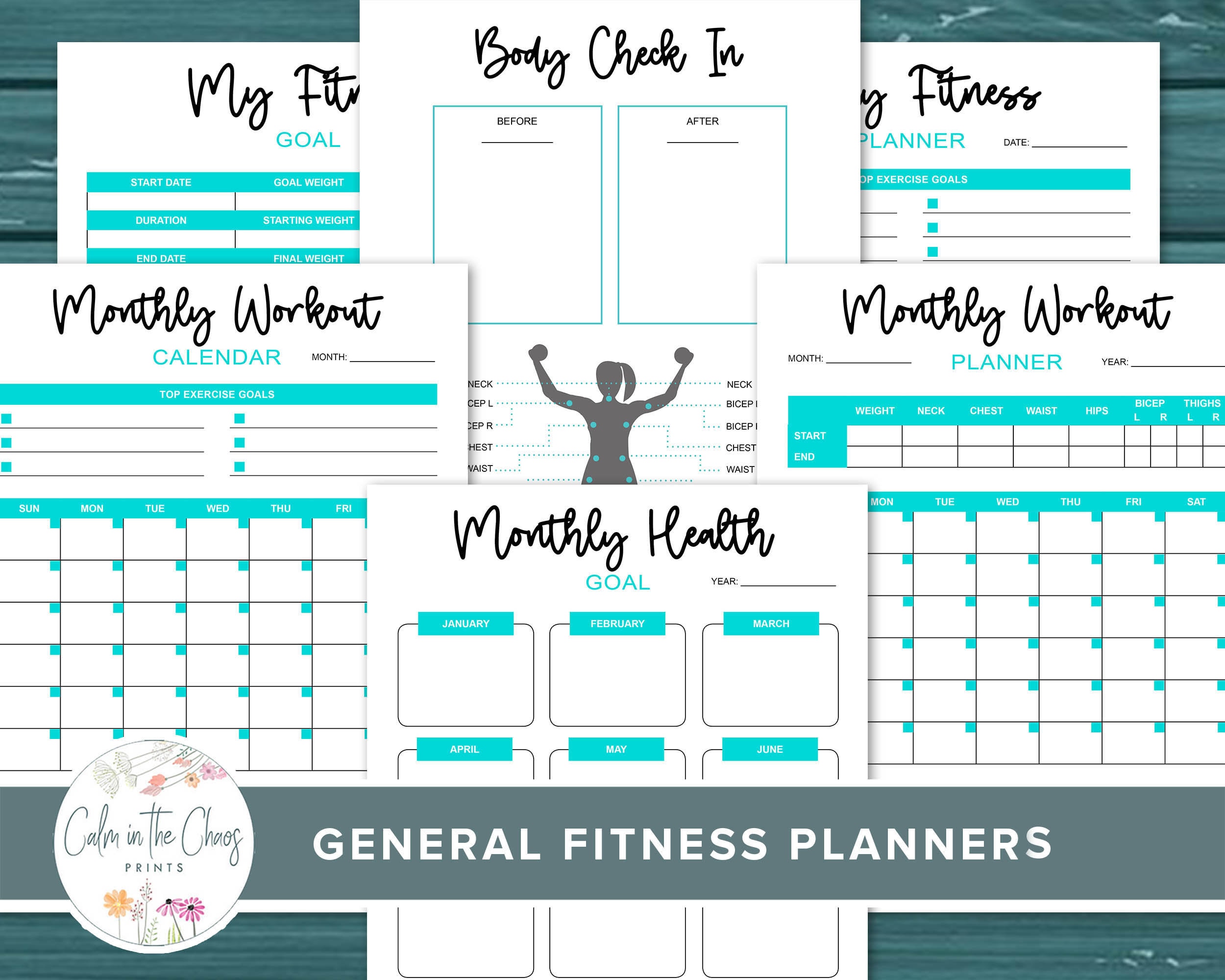 Fitness Planner Printable Bundle Basic Fitness Planner Daily, Weekly