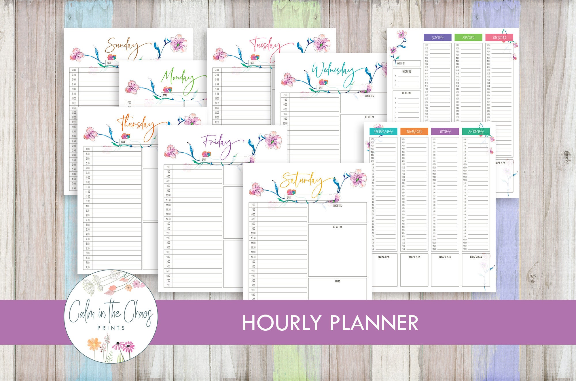 Hourly Planner Daily Planner Printable Family Organizer Planner ...