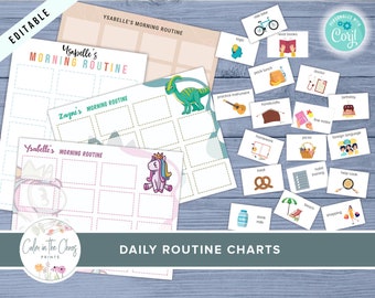 Editable Daily Activity and Chore Chart for Kids - Kids Visual Schedule - Routine Activity Cards for Morning, Afternoon and Evening