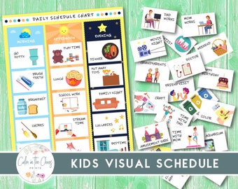 Kids Visual Schedule - Daily Routine Activity Cards and Chore Chart for Kids - Printable Morning Afternoon and Evening Task List