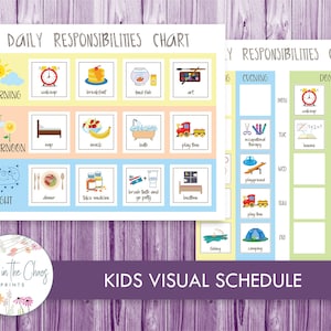 Kids Visual Schedule - Daily Routine Activity Cards and Chore Chart for Kids - Printable Morning, Afternoon and Evening Task List