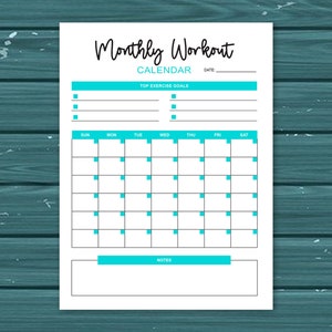 Fitness Planner Printable - Monthly Workout Calendar Page Insert - Set ...
