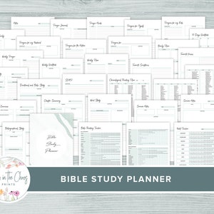 Estudio bíblico imprimible - Plantillas de diario bíblico y diario de oración - Planificador devocional para mujeres cristianas - Tamaños carta, A4 y A5
