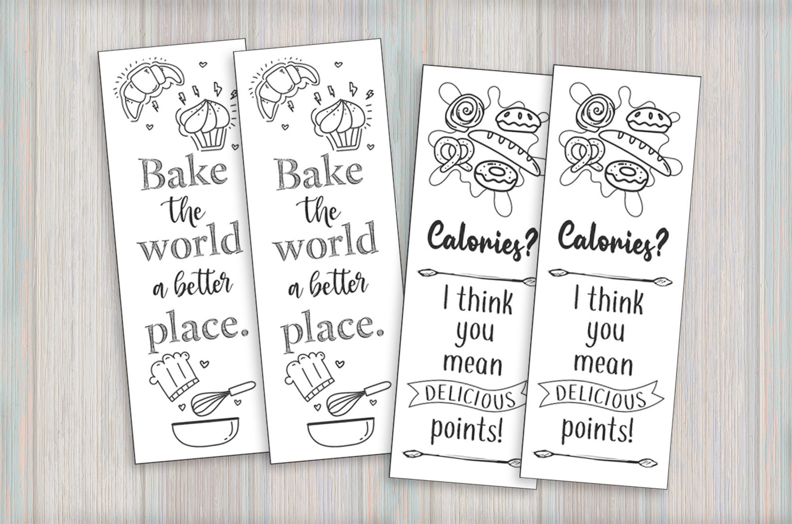 Printable Bookmarks Color Your Own Baking Themed Bookmarks With Cute
