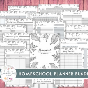 Paquete de planificadores para la educación en el hogar: planificadores para maestros y estudiantes; planificadores académicos para estudiantes; imprimibles; disponibles en tamaños carta, A4 y A5