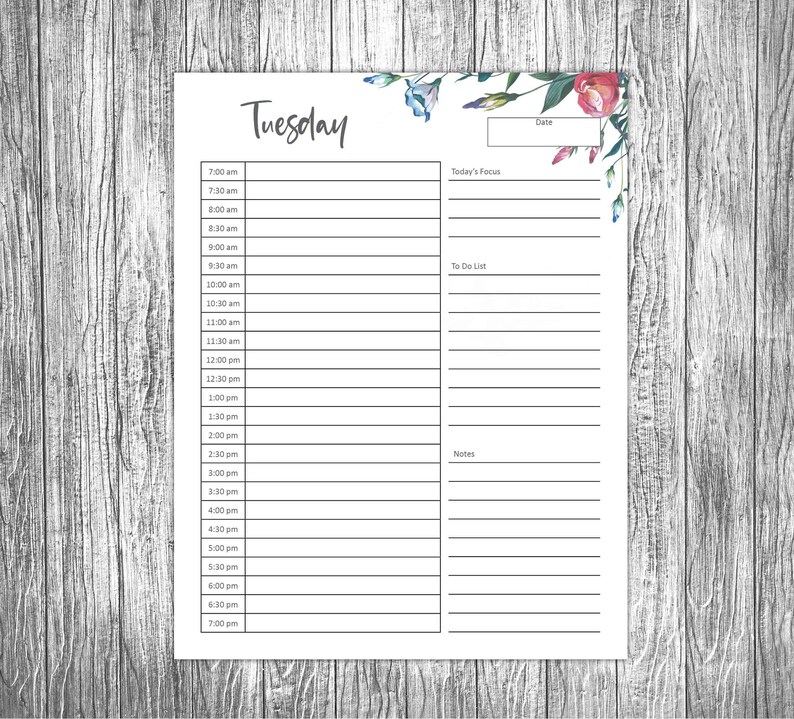 Hourly Planner Daily Planner Printable Family Organizer Etsy