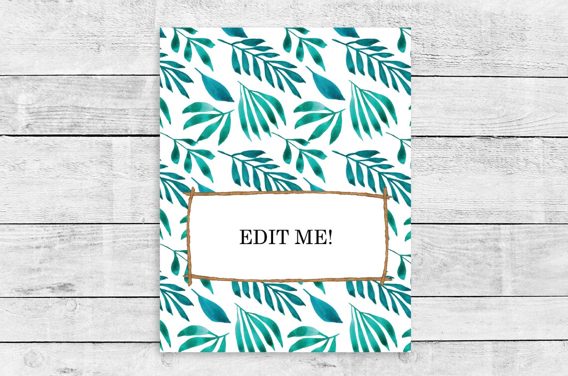 Planner Cover Printable Beautiful Floral and Leaves Design Editable Binder Covers Personalized ...