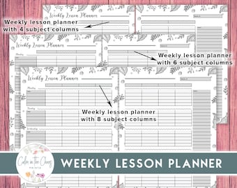 Homeschool Planner - Weekly Lesson Planner Pages for 4, 6, or 8 Subject Areas - Homeschool Student Planner - Weekly Planner Printable