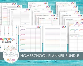 Homeschool Planner Bundle - Home School Teacher Planner - Student Academic Planner - Printable - Available in Letter, A4, and A5 Size